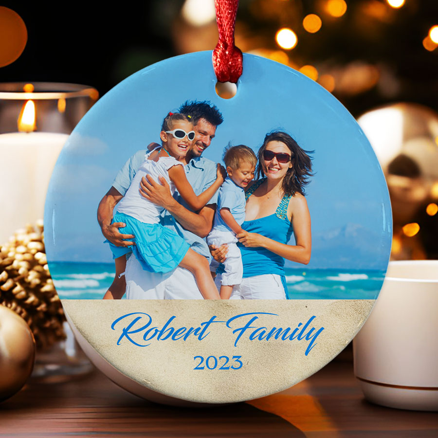 Custom Family Picture Christmas Ornaments