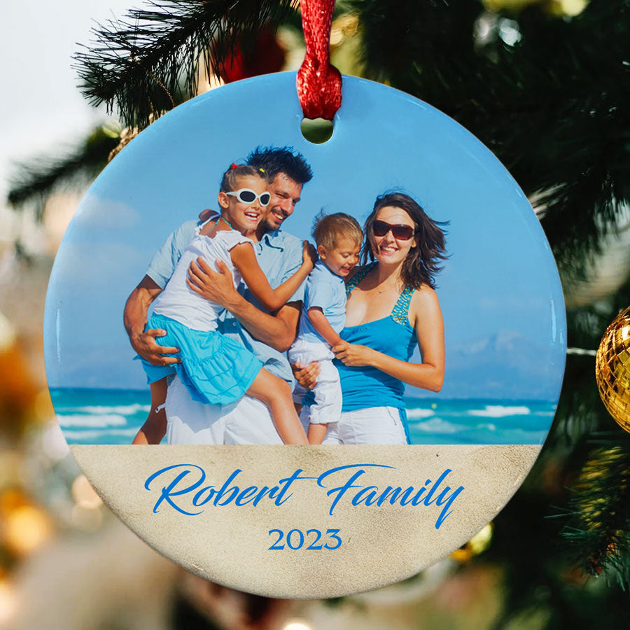 Custom Family Picture Christmas Ornaments