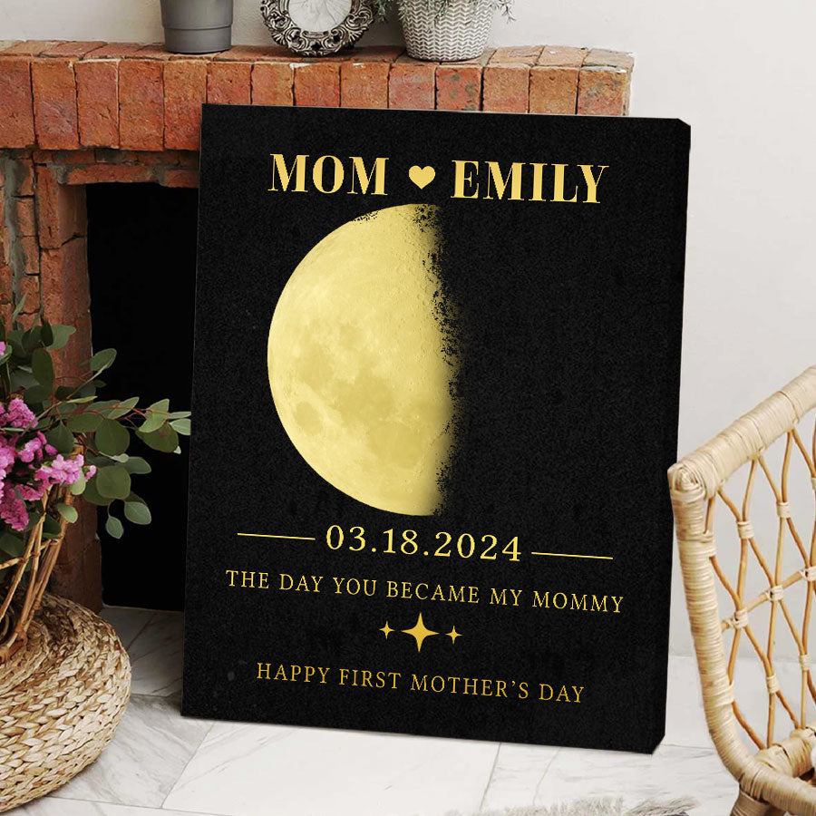 Personalized Moon Phase Mom Canvas Painting