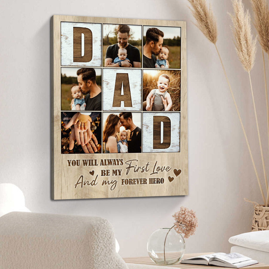Custom Fathers Day Photo Collage Canvas Prints