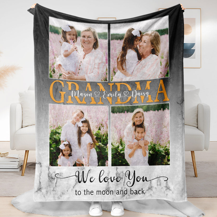 Custom Blanket for Grandma With Grandkids Names