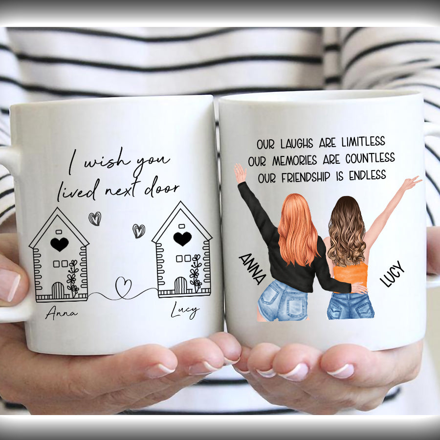 Kaffeebecher "I Wish You Lived Next Door" – 325 Ml Keramik, Perfektes Geschenk Für Beste Freunde