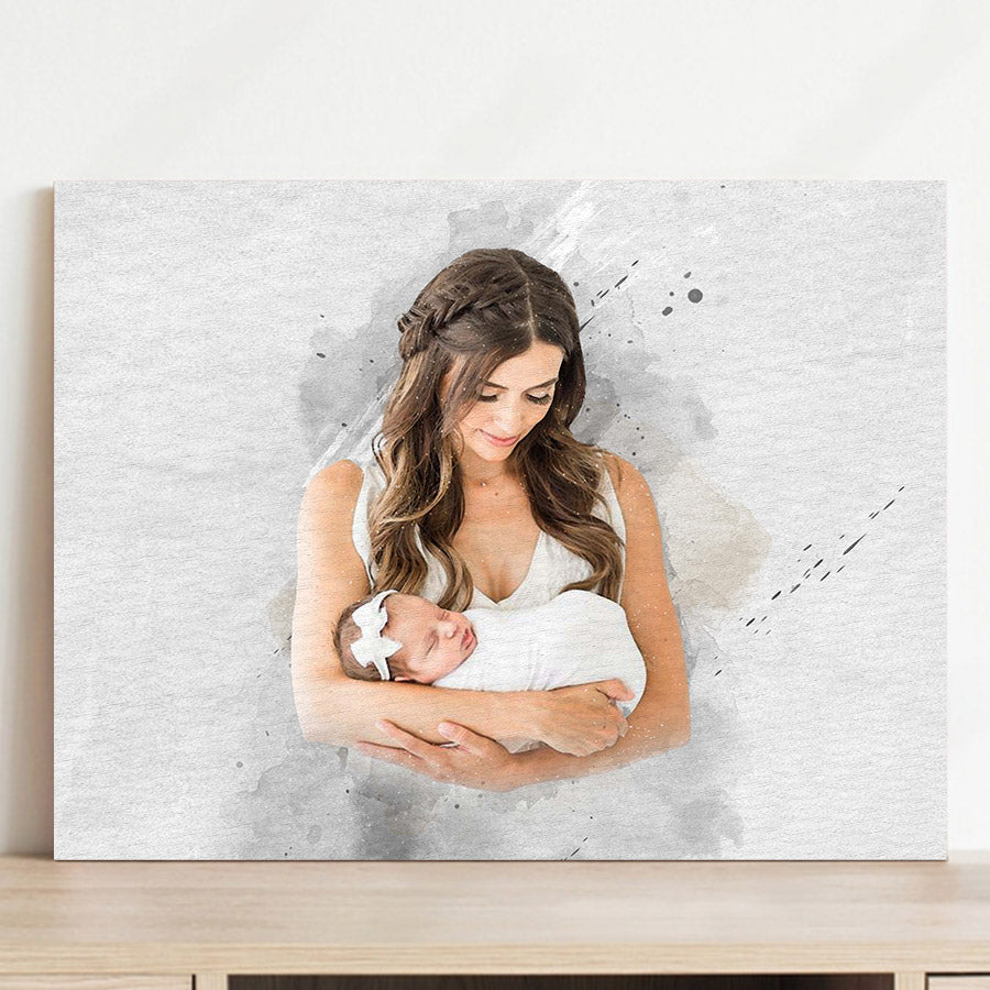 Custom Watercolor Canvas Painting for Mother’s Day