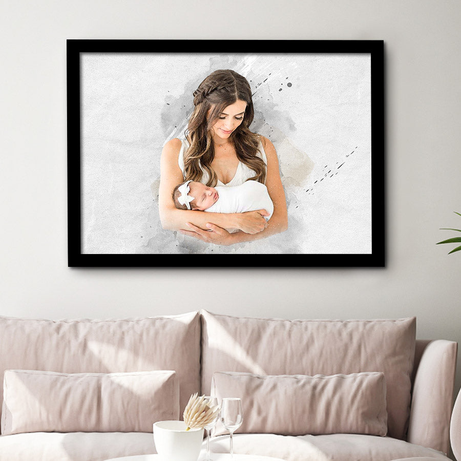 Custom Watercolor Canvas Painting for Mother’s Day