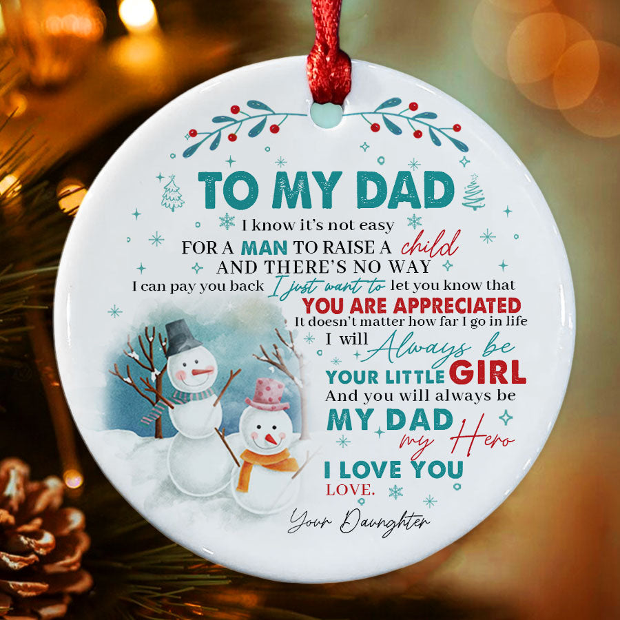 Ornament Father Daughter Christmas Gifts Merry Christmas Dad