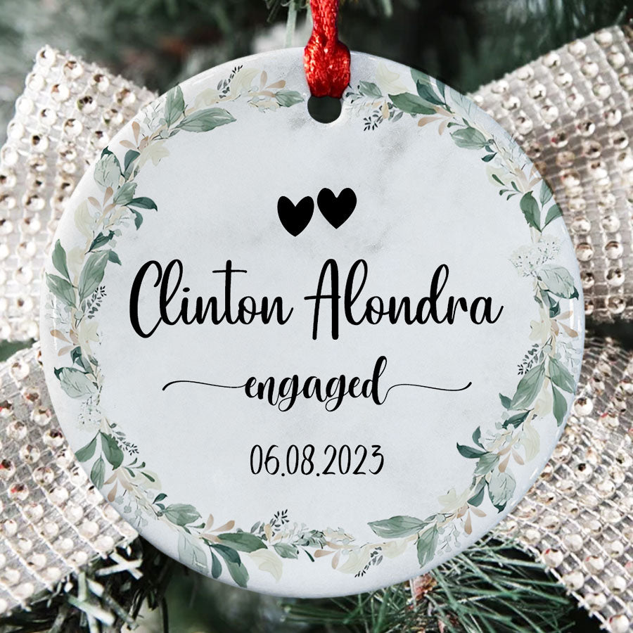Personalized Christmas Ornaments Engaged Couple