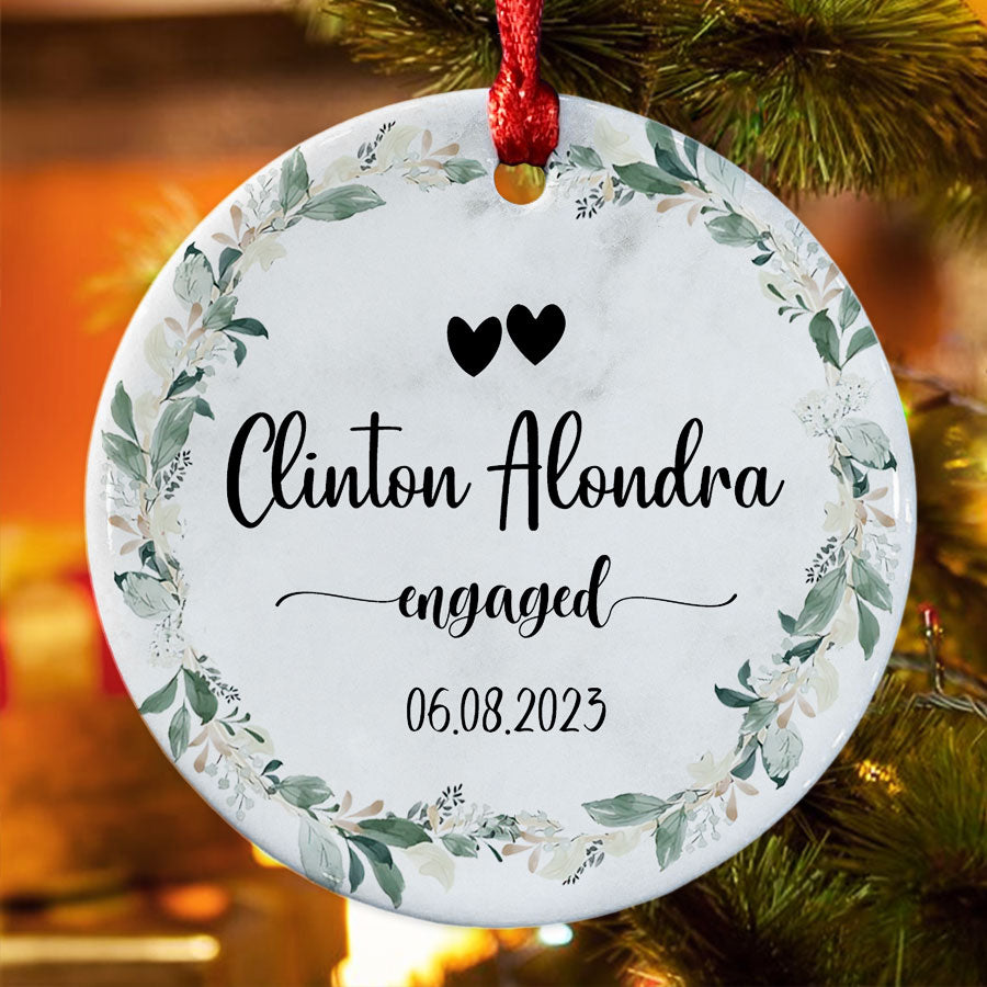 Personalized Christmas Ornaments Engaged Couple