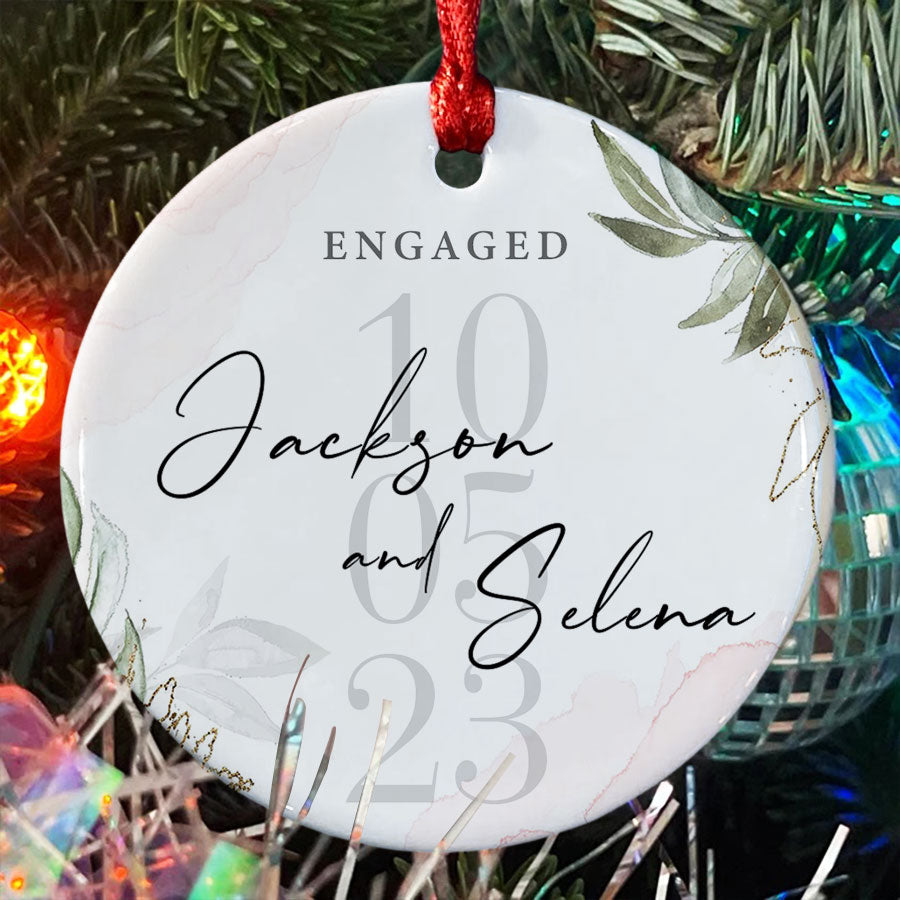 Custom Engaged Couple Christmas Ornament