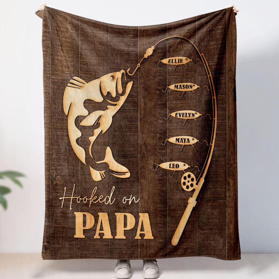 Papa Fishing Blanket, Fathers Day Blankets