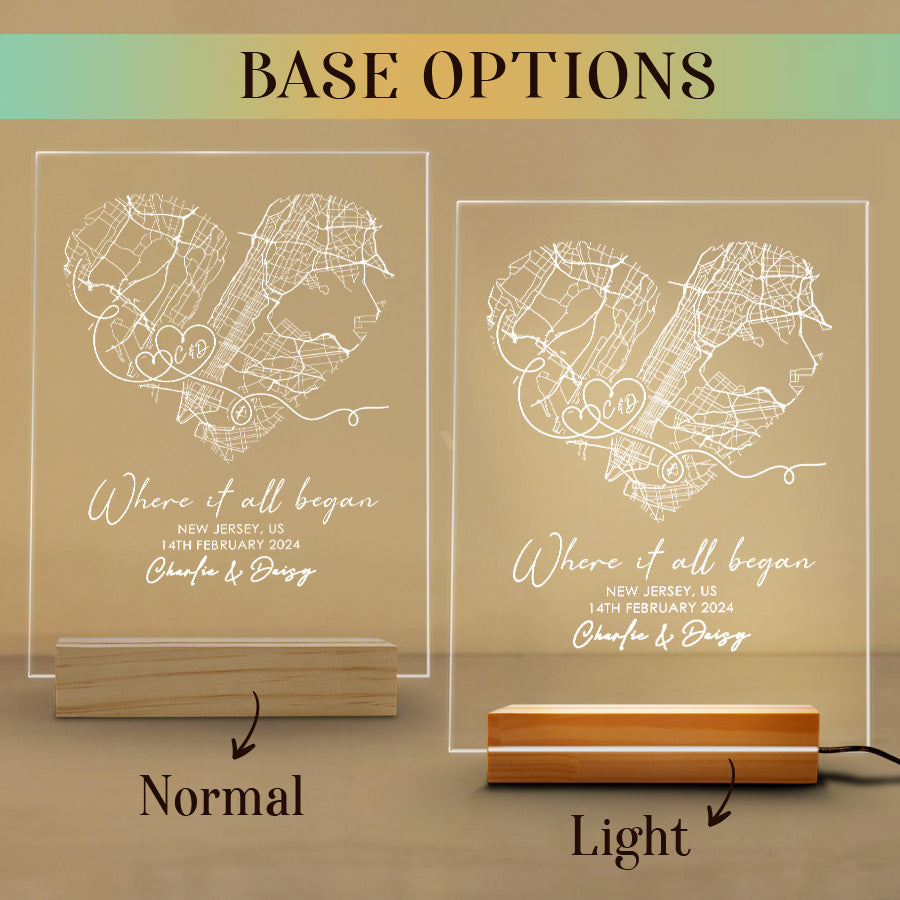 Where It All Began Map Plaque Led Night Light
