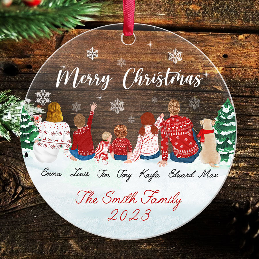 Personalized Family Christmas Ornaments | Family Of 6 Ornament With Dog ...