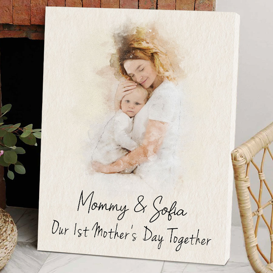 Watercolor Photo Canvas for 1st Mother’s Day