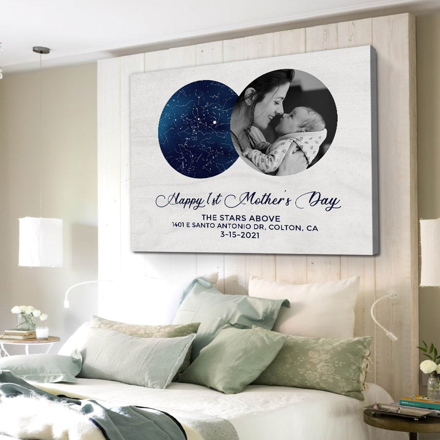 Custom Star Map Canvas Mothers Day Gifts