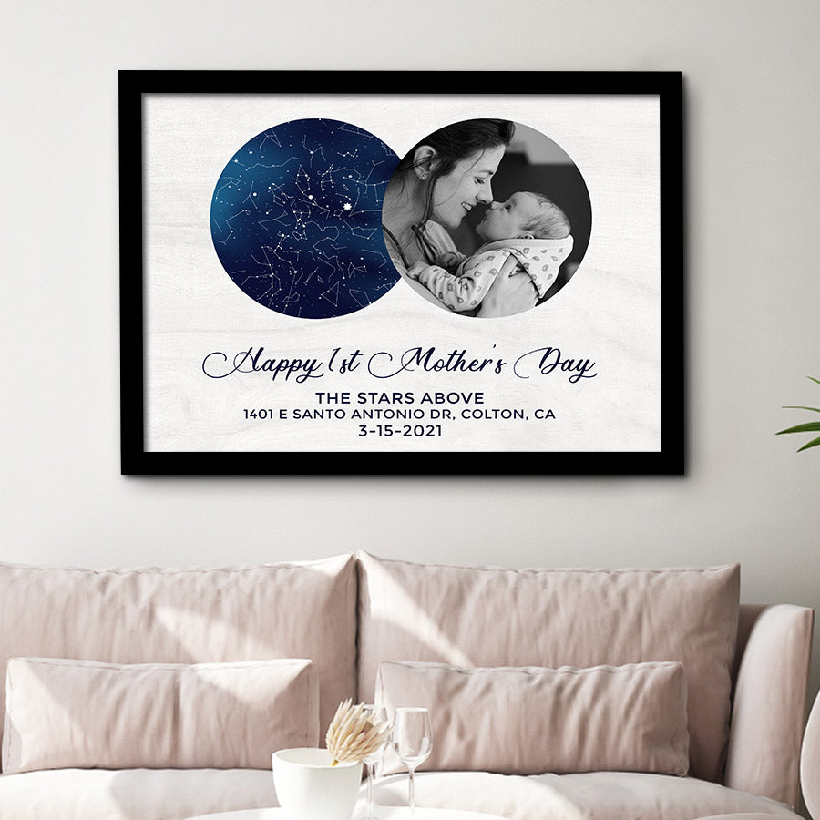 Custom Star Map Canvas Mothers Day Gifts