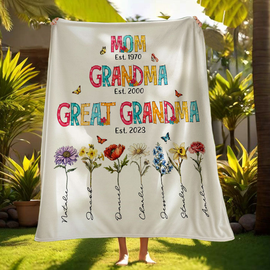 Mom Grandma Great Grandma Blanket for Mothers Day