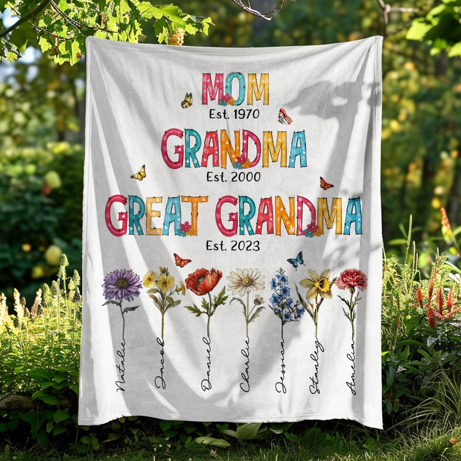 Mom Grandma Great Grandma Blanket for Mothers Day