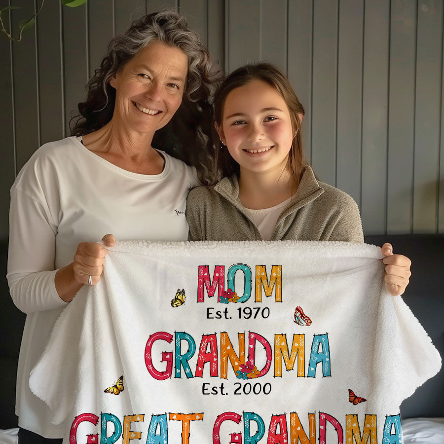 Mom Grandma Great Grandma Blanket for Mothers Day
