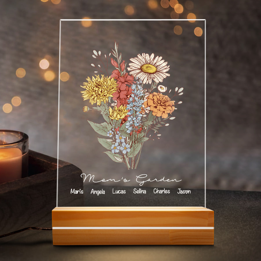 Custom Mom Plaque With Birth Flower Garden