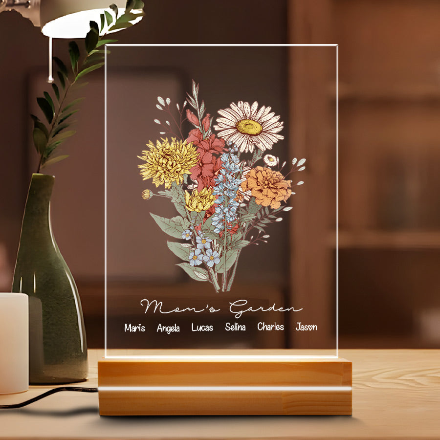 Custom Mom Plaque With Birth Flower Garden