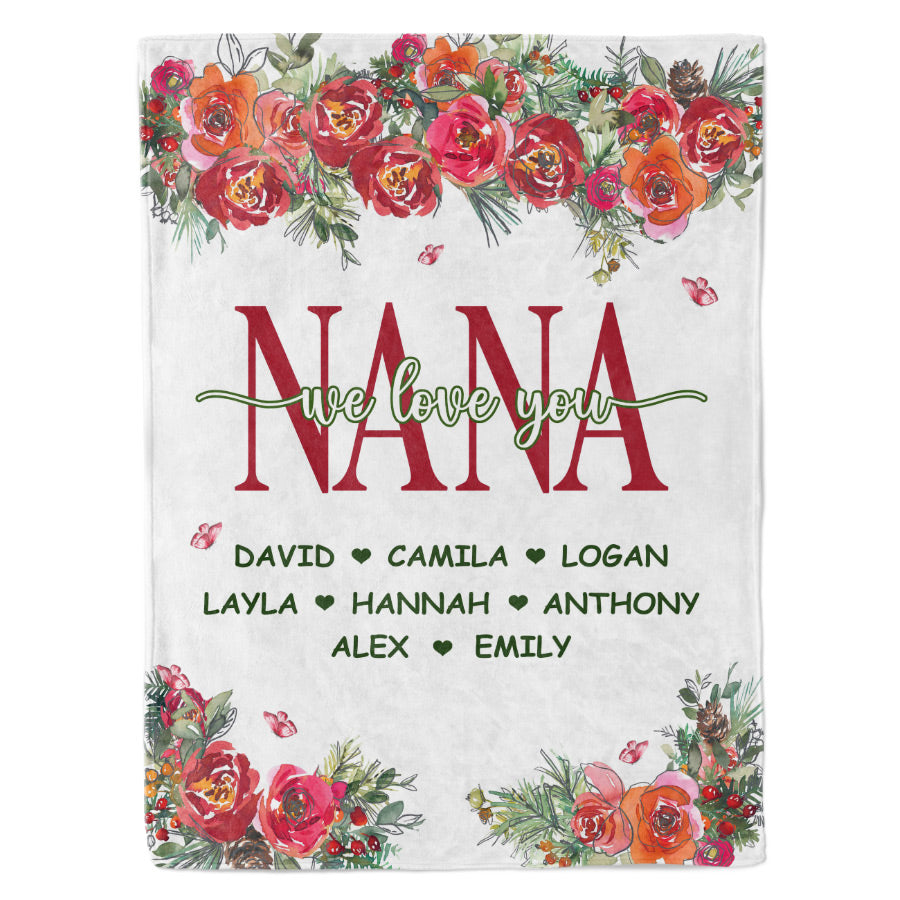 Personalized Nana Blanket With Grandkids Names
