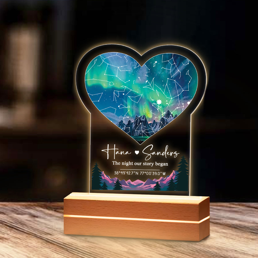 Custom Star Map By Date Plaque Night Light