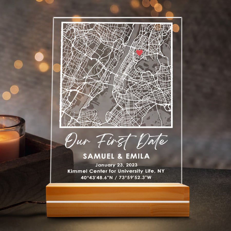 Our First Date Plaque Led Night Light