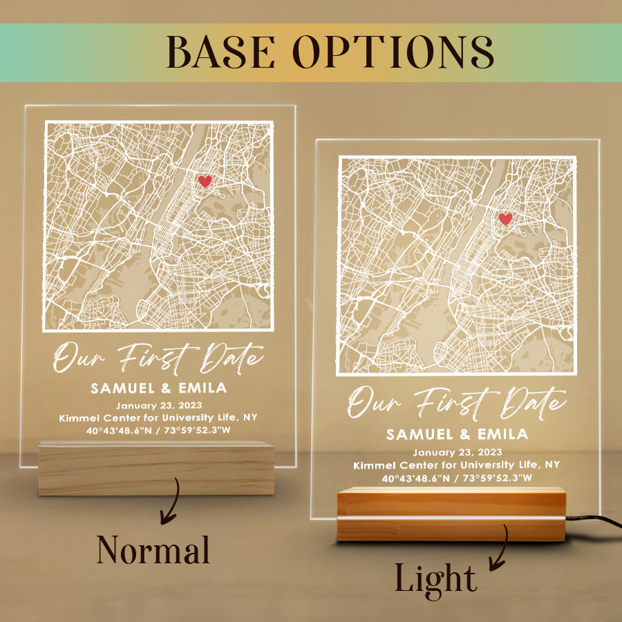 Our First Date Plaque Led Night Light