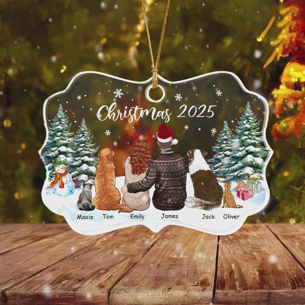 Personalized Couple With Pet Ornament 2025, Couple With Dogs And Cats Ornament