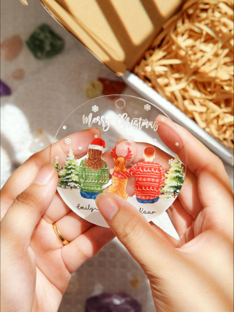 1st Christmas Together Ornament | Custom Couple Acrylic Ornament With Cats | Circle Shape