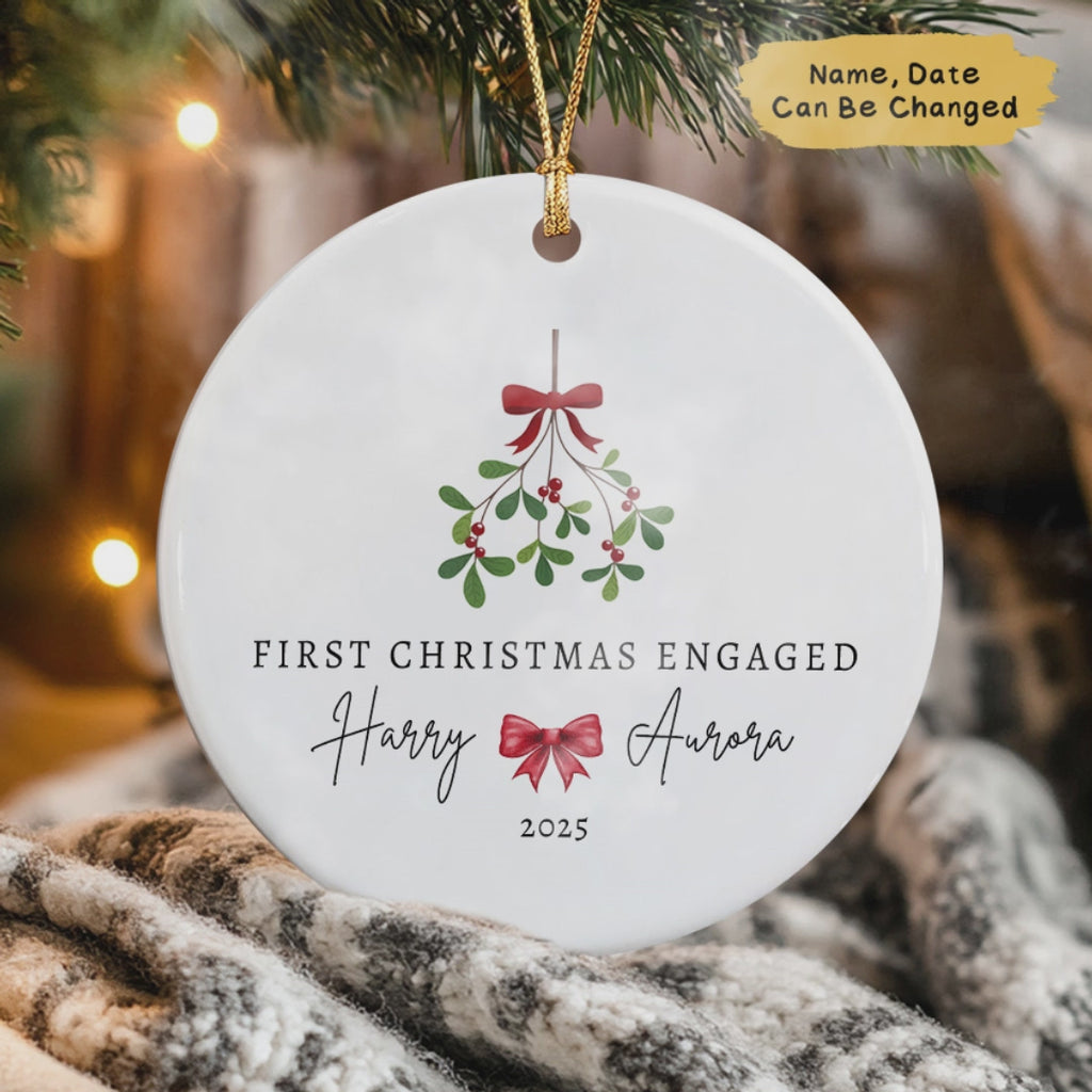 Personalized First Christmas Engaged Ornament 2025