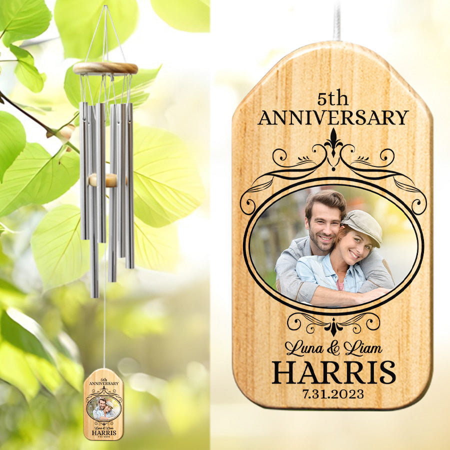 5 Years Anniversary Wind Chime, Happy 5th Anniversary Gift, 5 Years of  Marriage, Wood Wedding Anniversary Keepsake for Couples Husband Wife