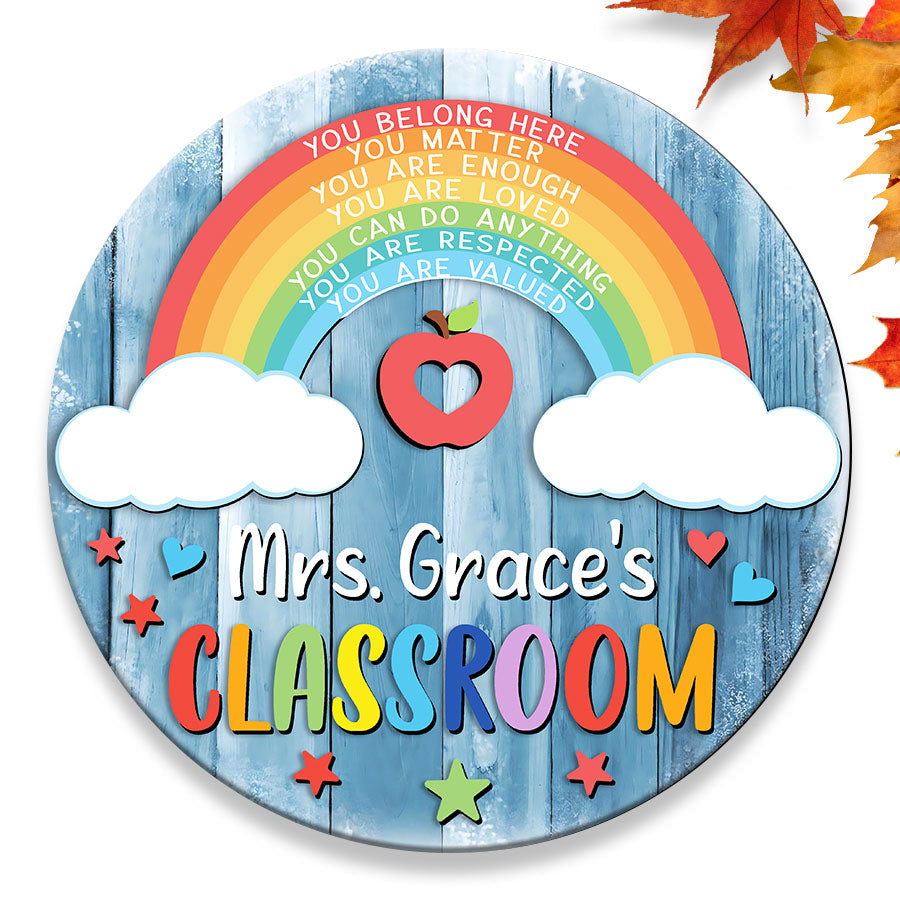 Teacher Hanging Door Sign | Back To School Gifts For Teachers | Rainbow ...