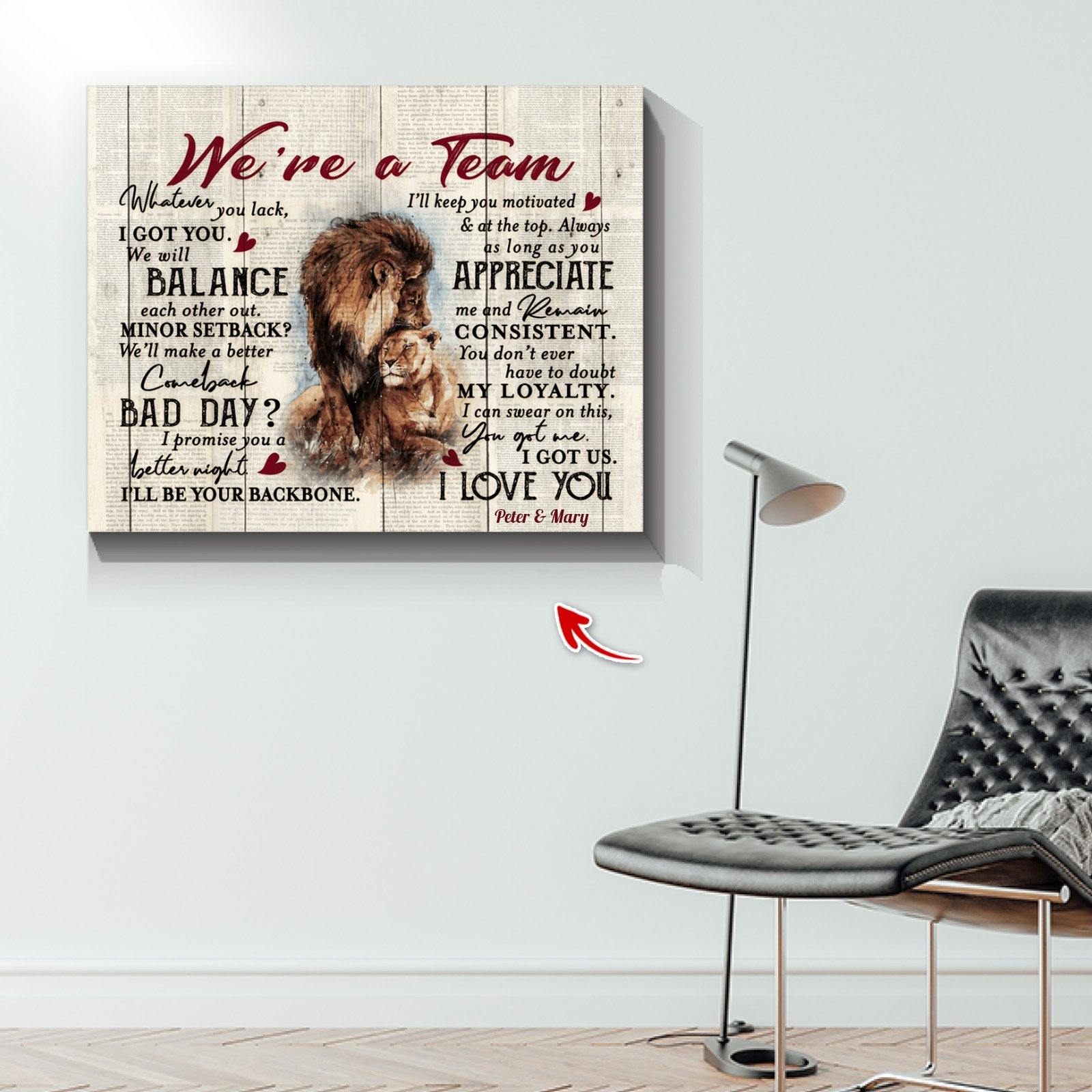 3 Year Anniversary Gifts Couple, Lion We Are A Team Canvas Wall Art Decor For Couple, Anniversary Gift By Year