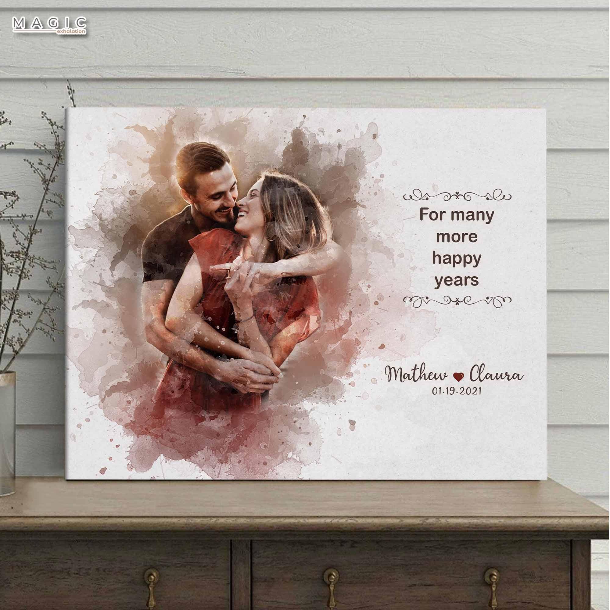 Personalized Valentine Gifts for Him, 5 Year Anniversary Gifts for Her,  Vinyl Record Canvas Wall Art - Magic Exhalation