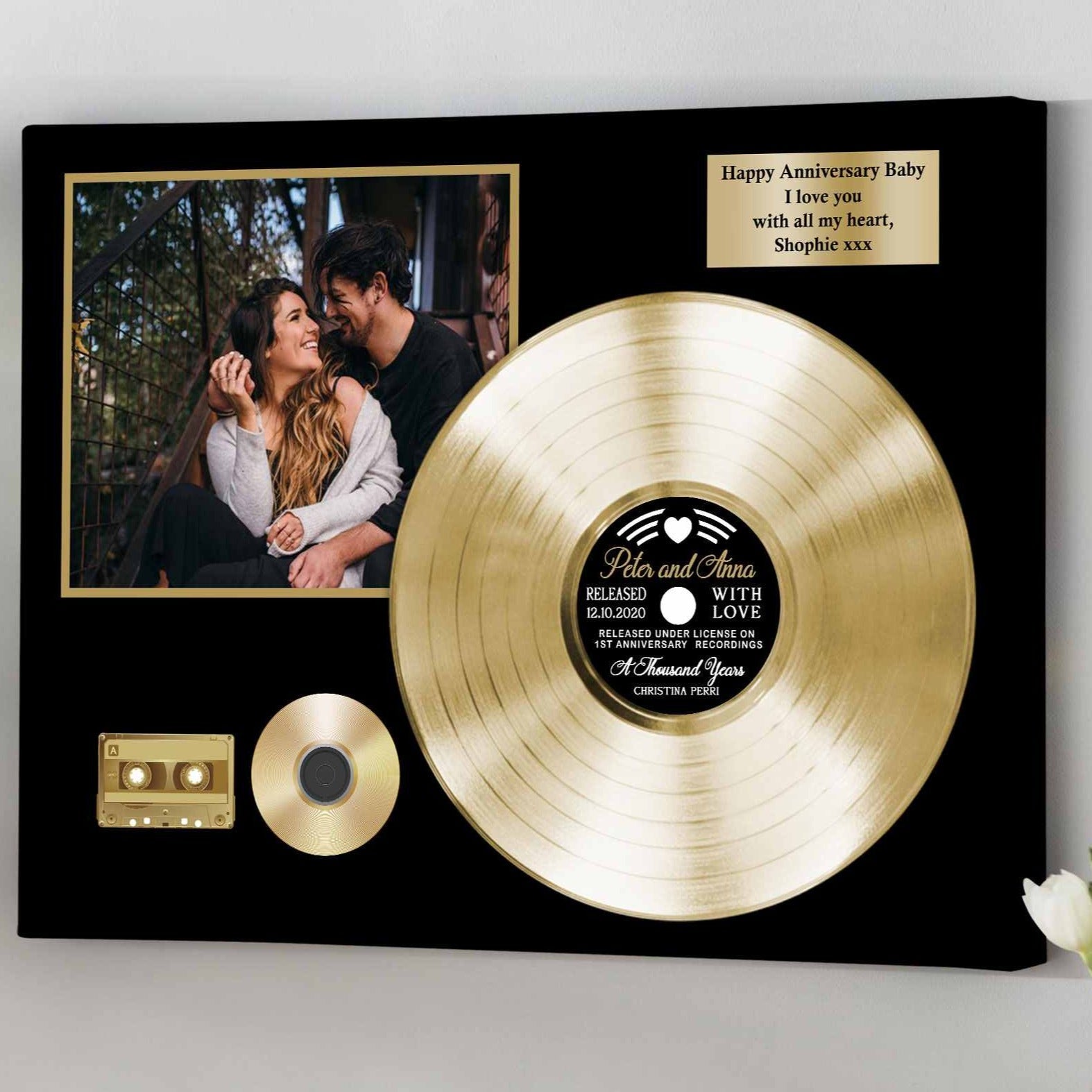 8th Wedding Anniversary Gifts, Custom Vinyl Record 8 Year Anniversary Gift, Bronze Anniversary Gifts