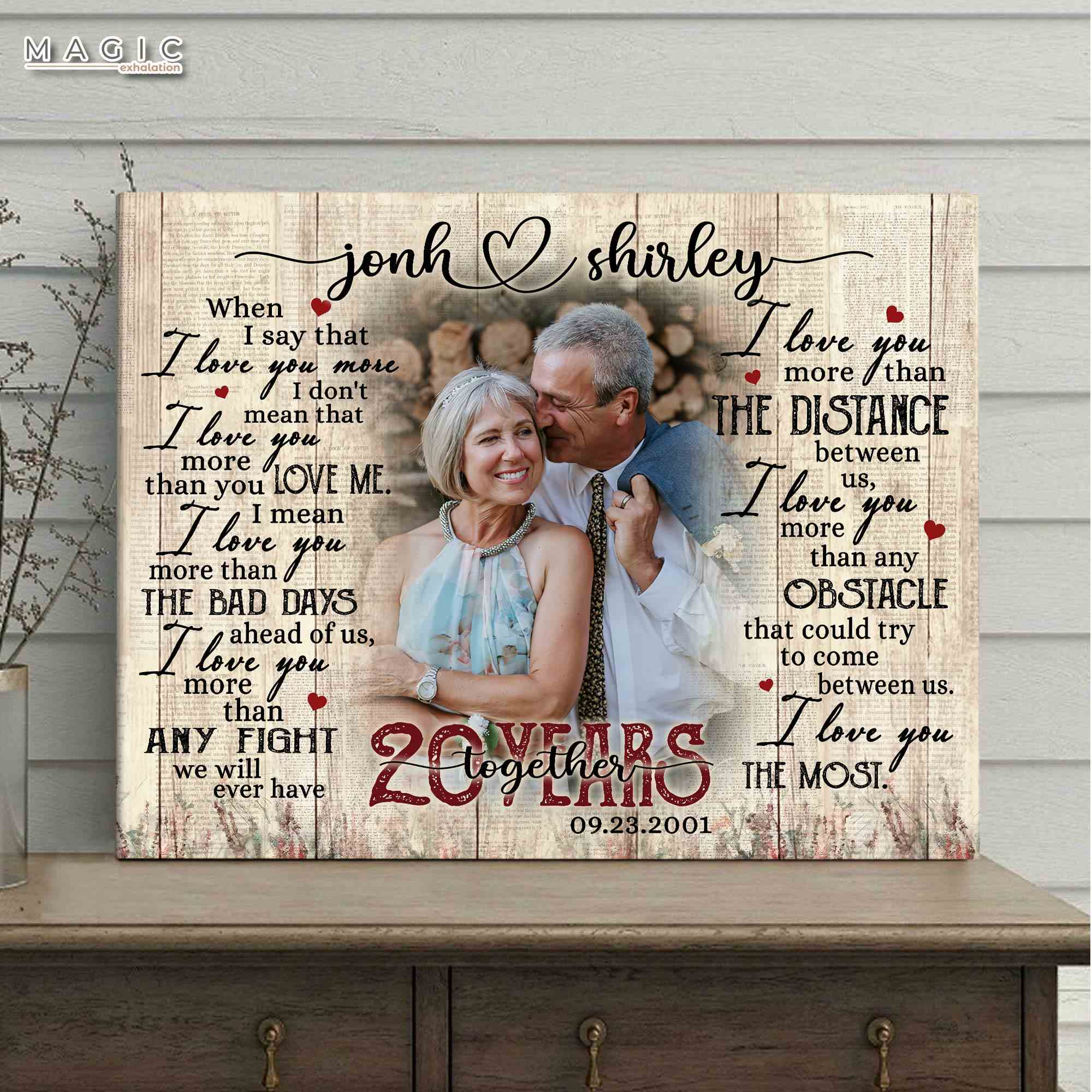 20th Anniversary Gift for Husband Custom Canvas Wall Art, Personalized 20 Year Marriage Anniversary Gift, Gifts for 20th Anniversary