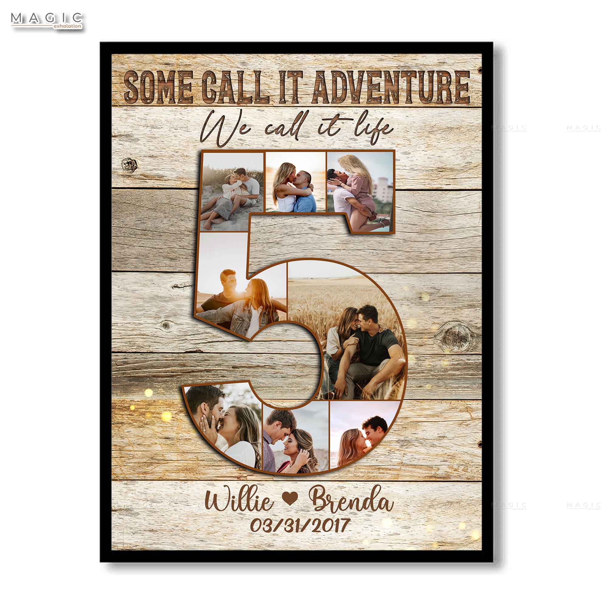 5 Year Wedding Anniversary Ideas, Picture Collage Gifts 5th Wedding Anniversary Gift for Him, Some Call It Adventure Great 5 Year Anniversary Gifts for Her Canvas Wall Art