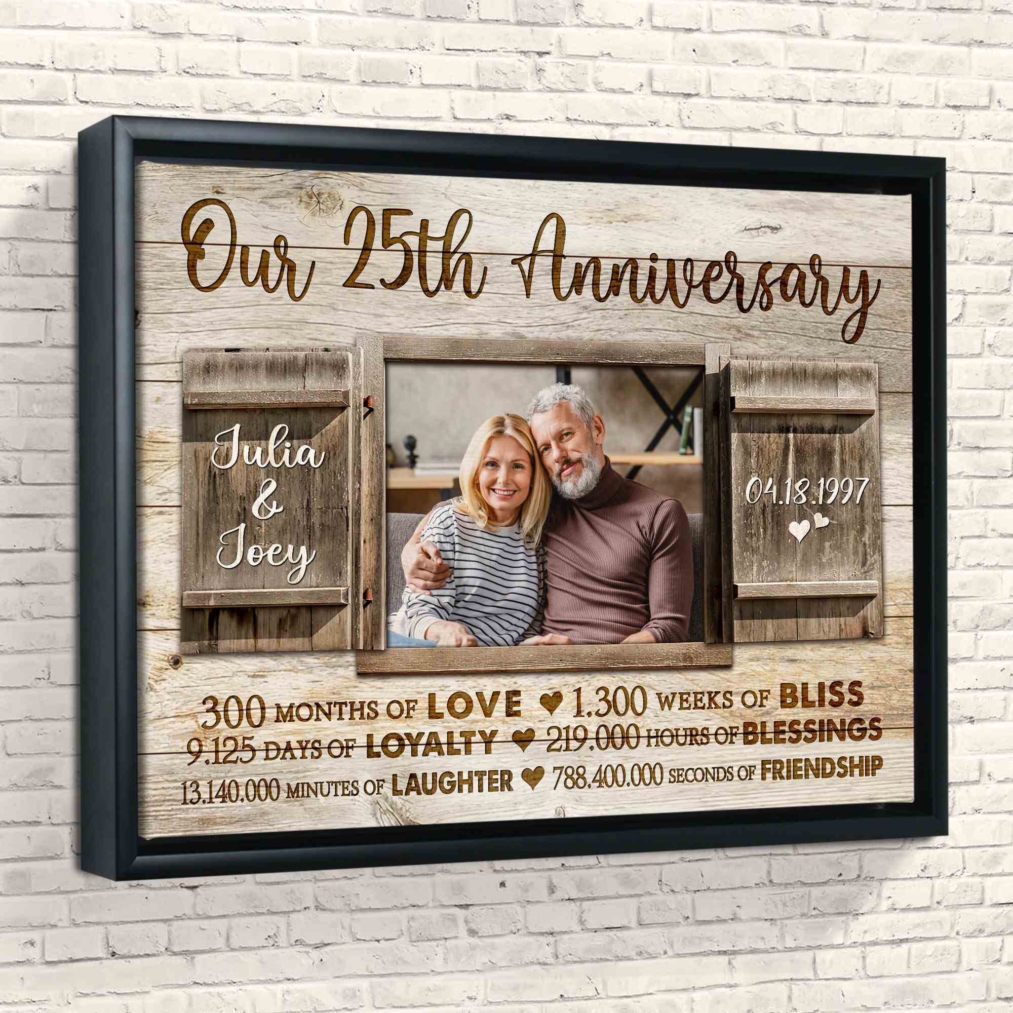 25th Anniversary Gifts For Wife Custom Canvas Wall Art, Personalized 25 Years Parent Wedding Anniversary Gift For Her