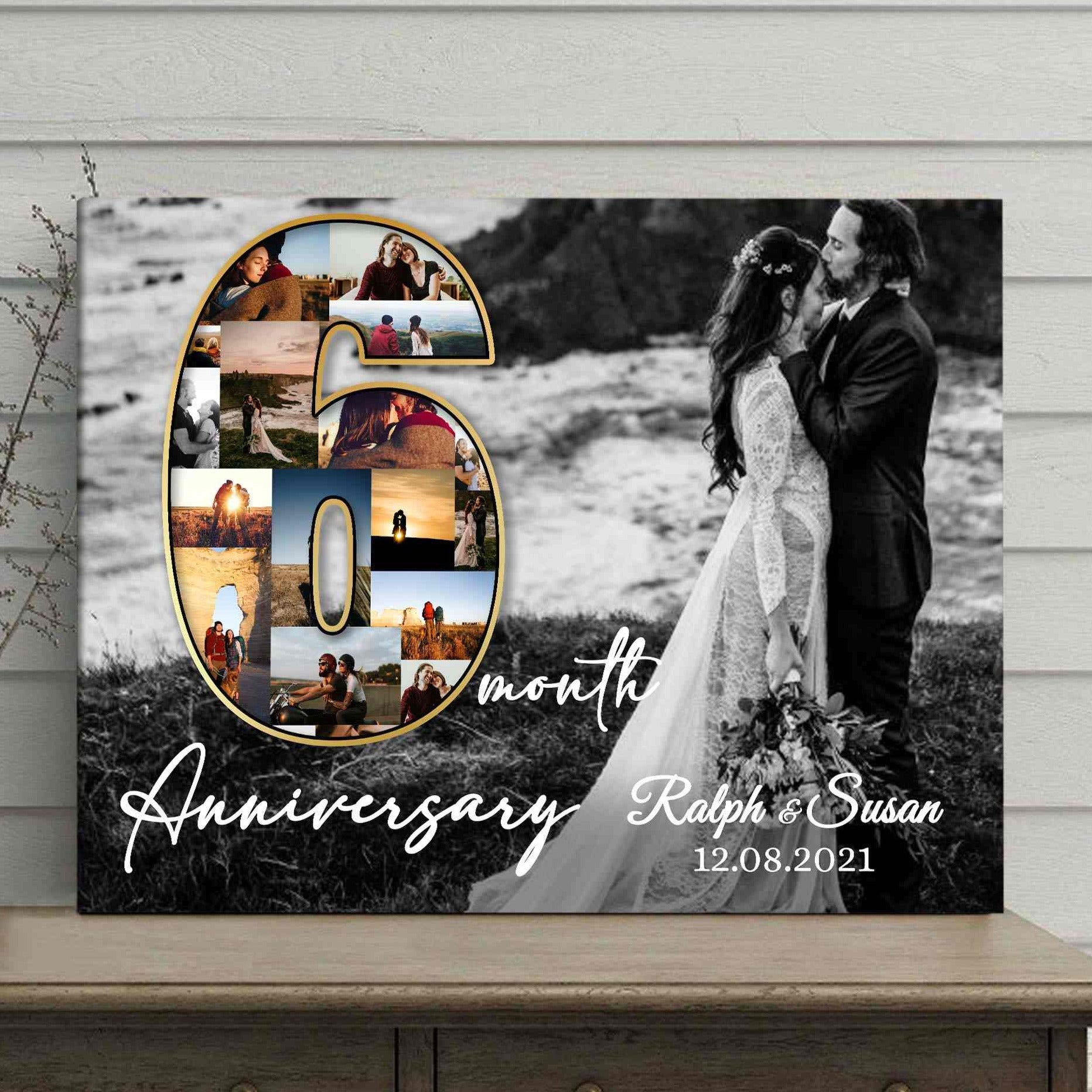 6 Month Anniversary Gift Ideas,  Custom Number Photo Collage Gifts for 6 Month Anniversary, Six Month Anniversary Gifts