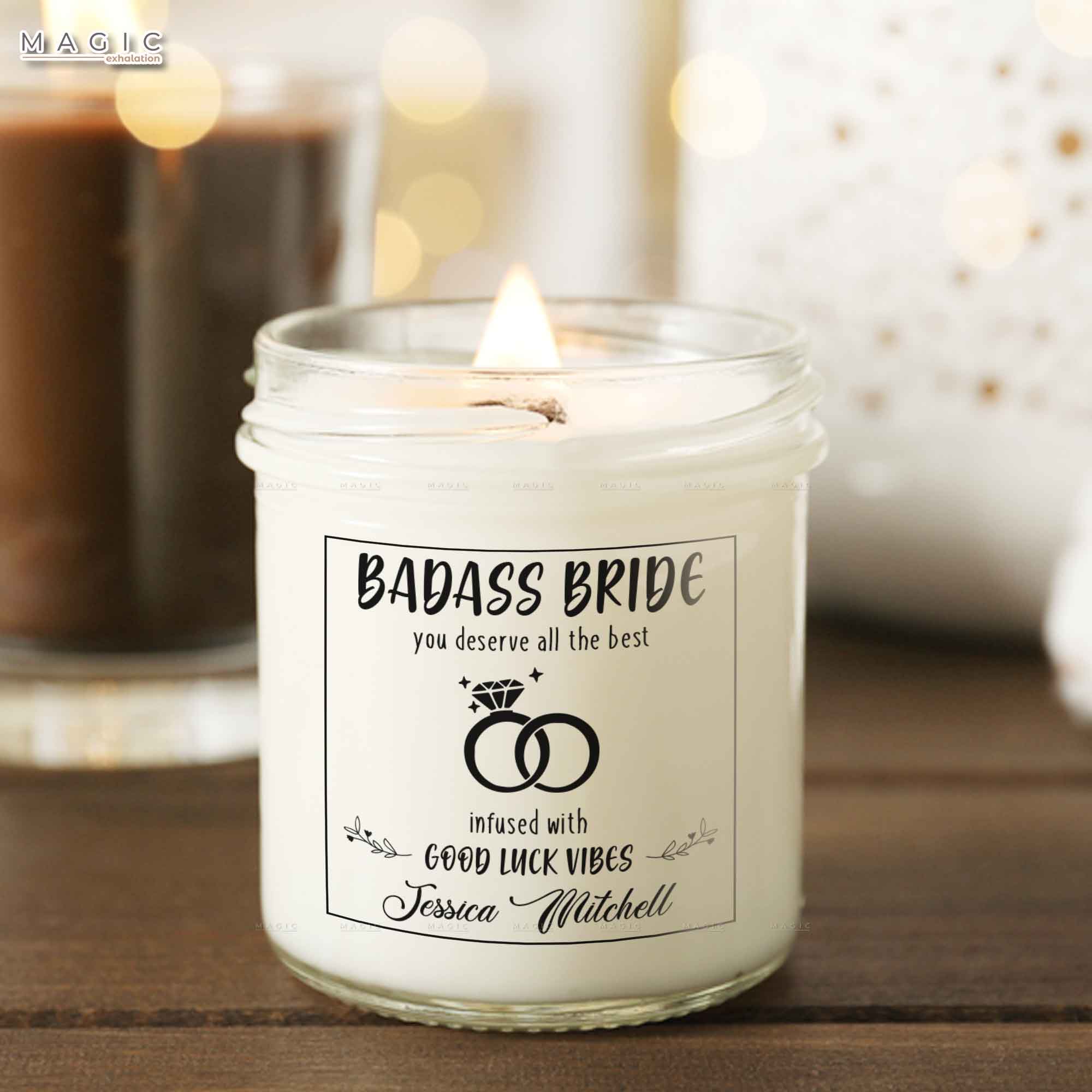 Badass Bride Candle Bridal Shower Gift, Personalized Wedding Candles Gifts From Bridesmaids, Funny Candle Wedding Gift, Bride To Be Newlywed Gift