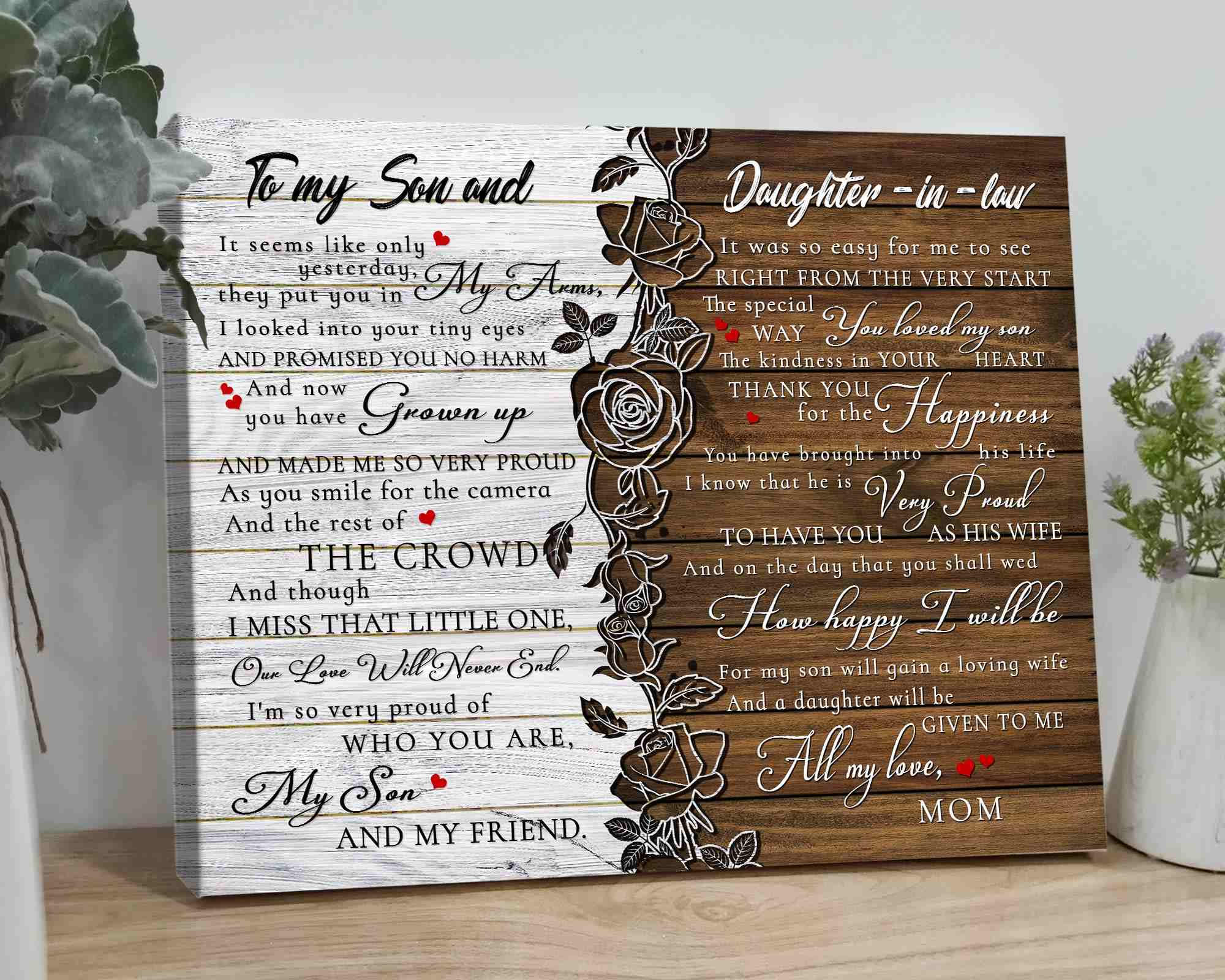 Wedding Gift Ideas For Couple Rose Canvas Wall Art Decor, Wedding Day Gift For Bride