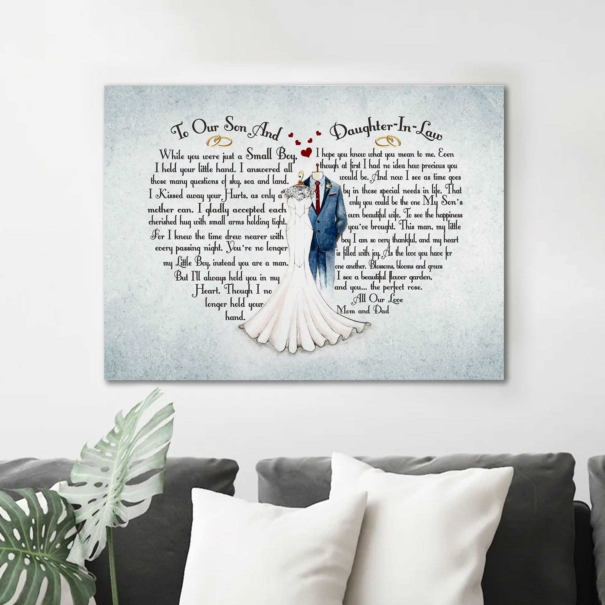 Daughter In Law Gifts Canvas Wall Art Decor, To Our Son Wedding Gift Ideas For Couple
