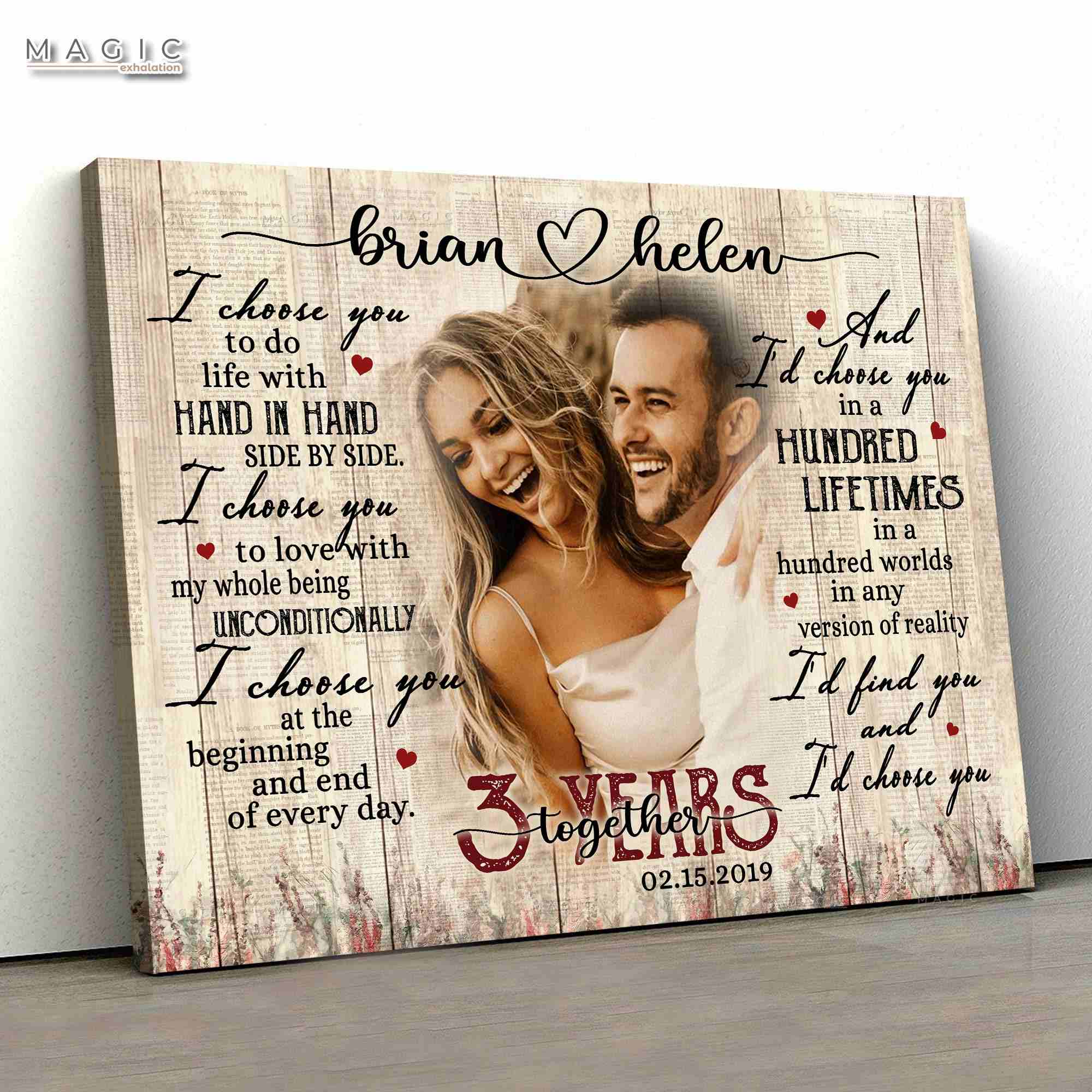 I Choose You 3rd Anniversary Ideas Gift For Him, Custom Valentines