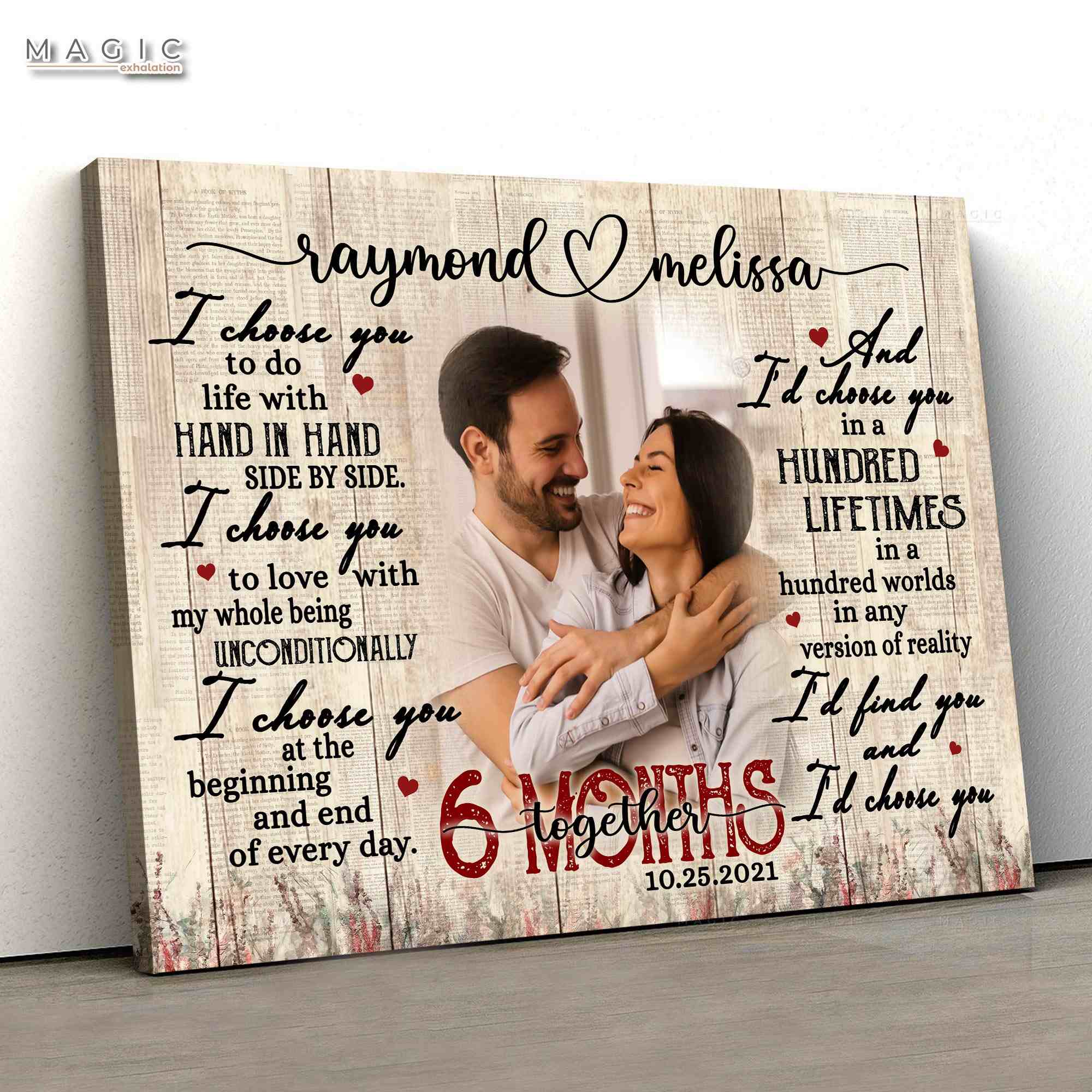 I Choose You 6 Month Anniversary Ideas Gift For Him, Custom Couple Photo6 Month Dating Anniversary Gifts for Her, Six Month Anniversary Ideas