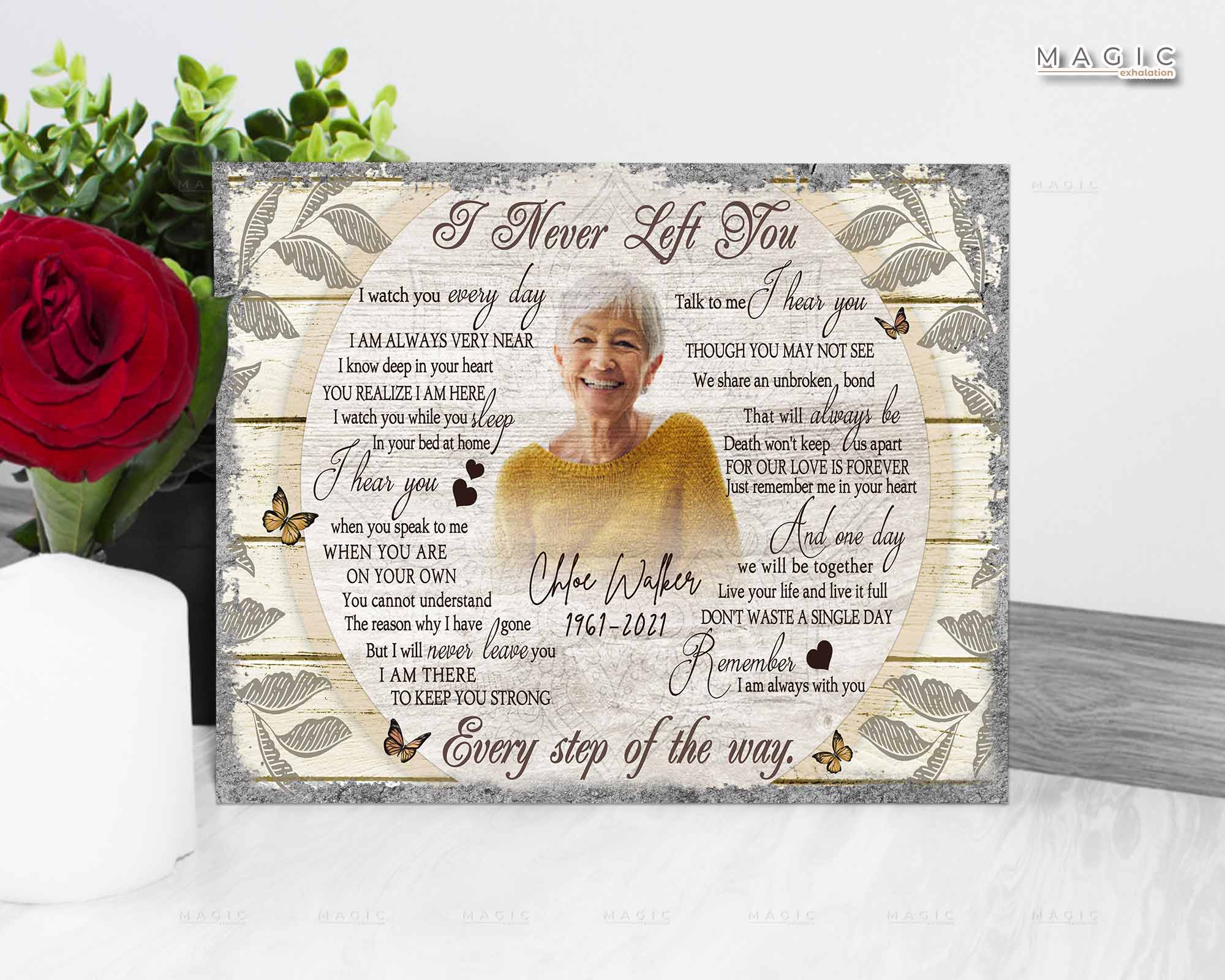 I Never Left You Loss Of Grandmother Sympathy Gift, Personalized Memorial Favors Canvas Gift, Loss Of Grandmother, In Memory Of Grandma Gifts