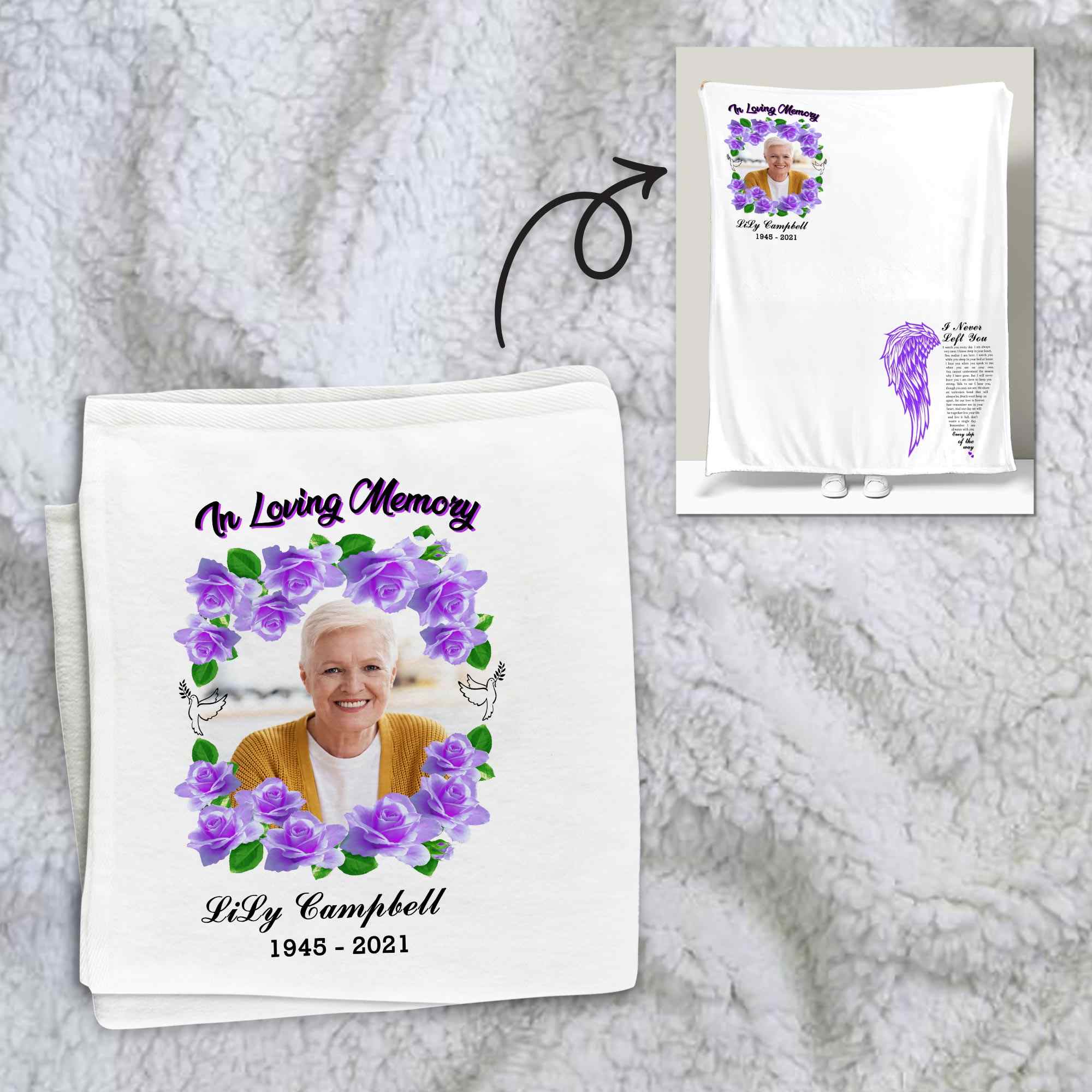 Memorial Blankets With Pictures, I Never Left You In Loving Memory Photo Blanket