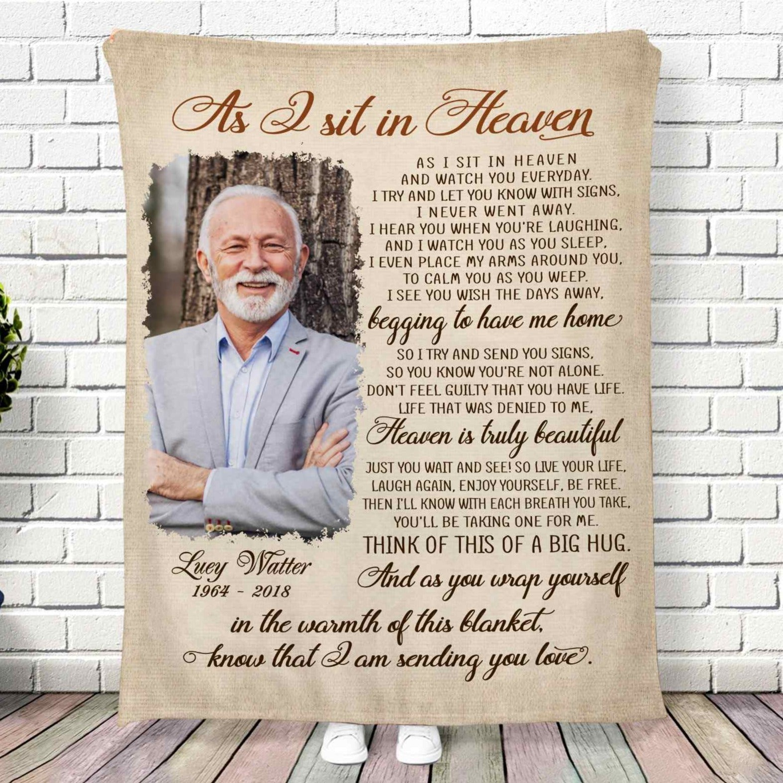 Memorial Gifts For Loss Of Husband As I Sit In Heaven Photo Memory Blanket