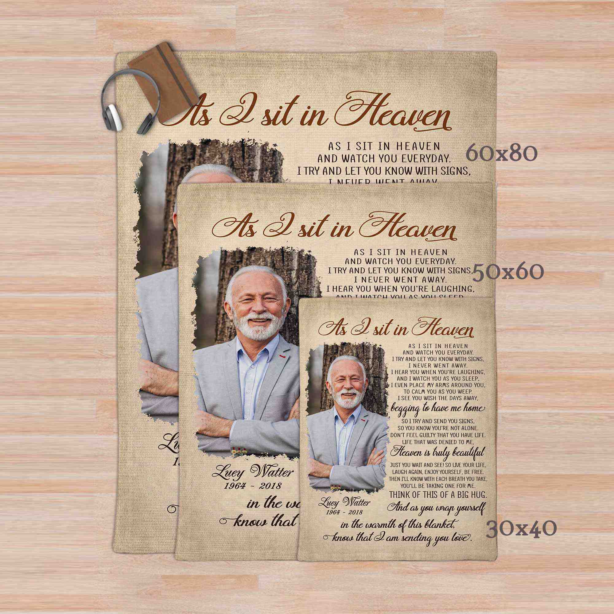Memorial Gifts For Loss Of Husband As I Sit In Heaven Photo Memory Blanket