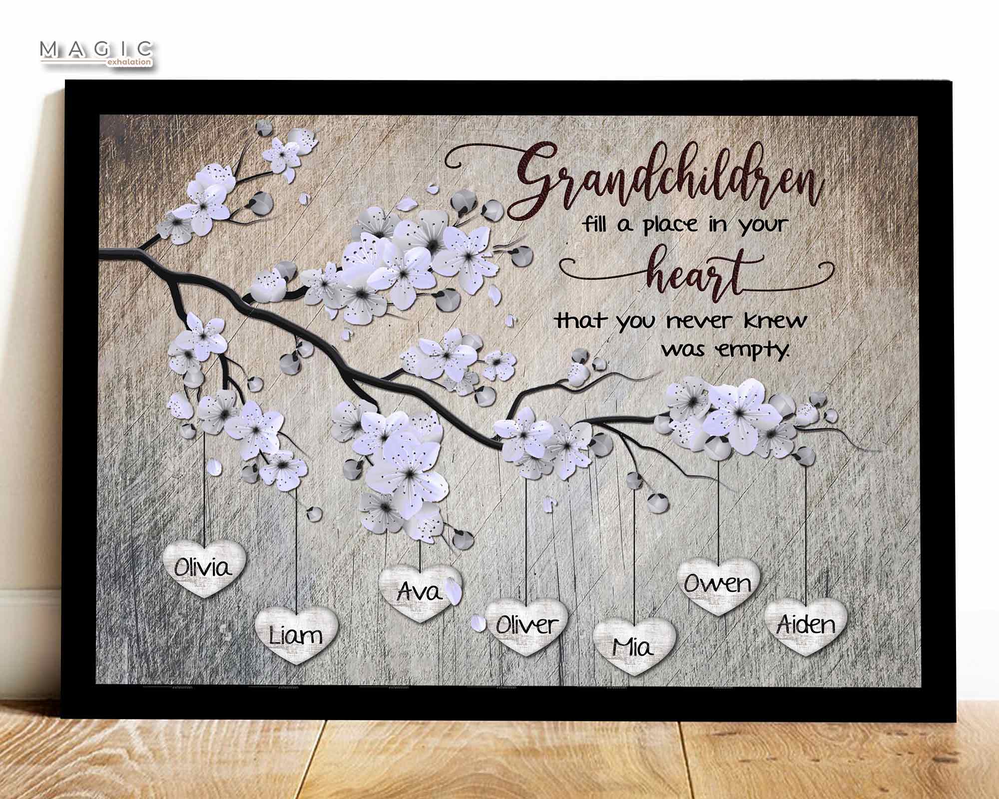 Personalized Mother's Day Gifts From Grandchildren, Family Tree Gift For Grandma, Mother Daughter Son Ready To Hang Canvas, Custom Family Gifts