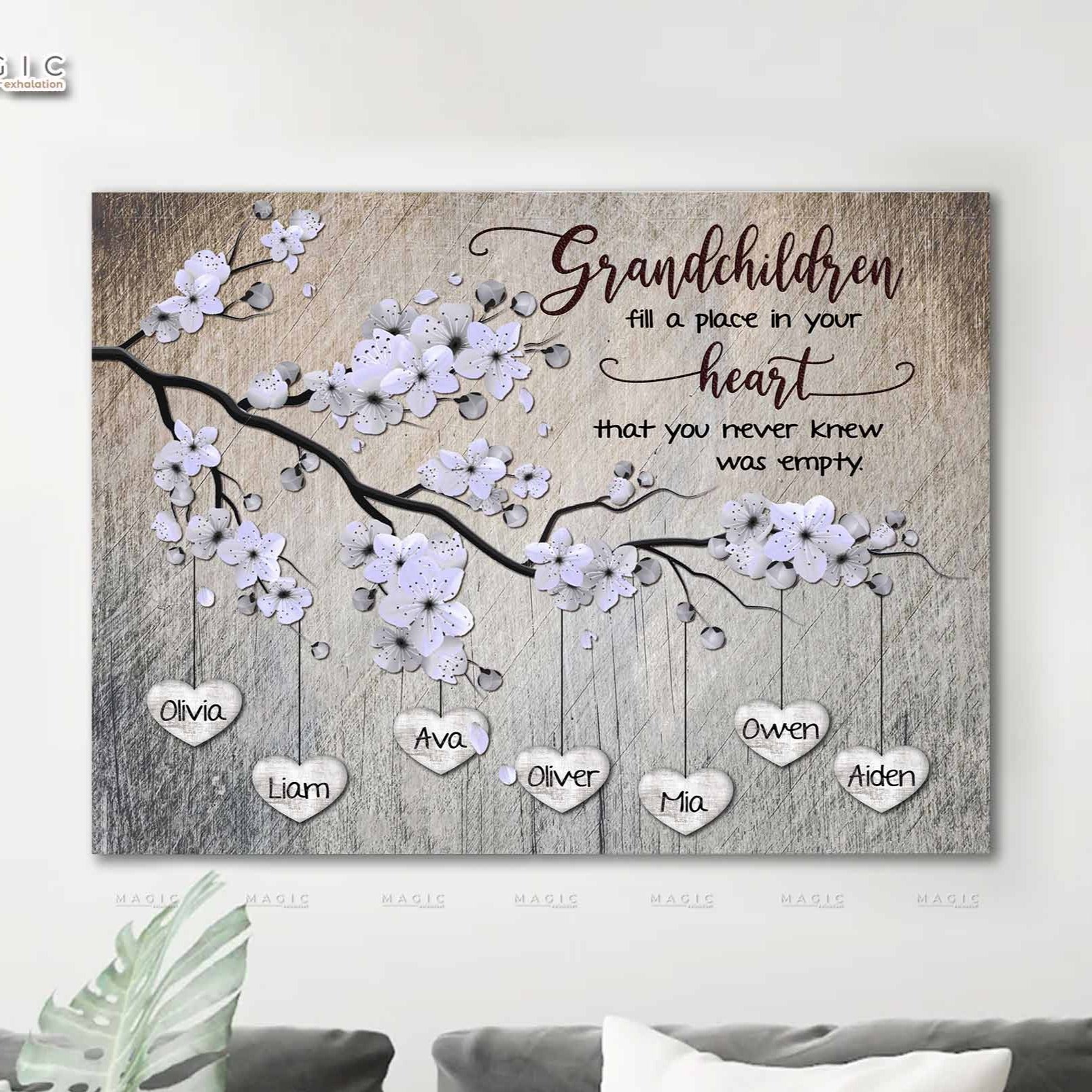 Personalized Mother's Day Gifts From Grandchildren, Family Tree Gift For Grandma, Mother Daughter Son Ready To Hang Canvas, Custom Family Gifts